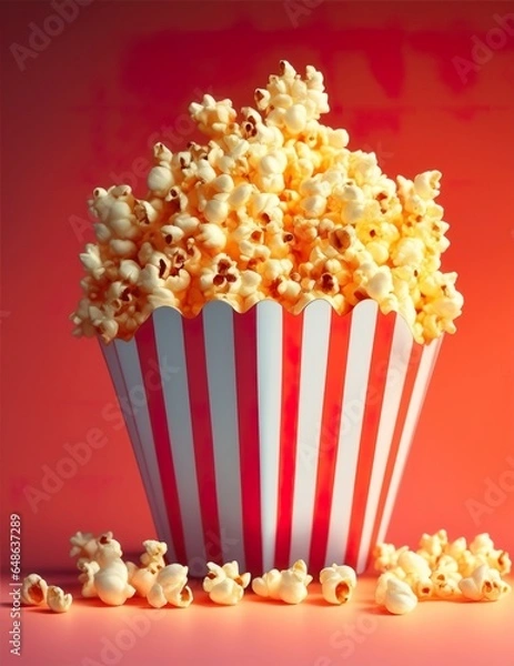 Fototapeta Popcorn Extravaganza: Photorealistic Illustration of Popcorn Box