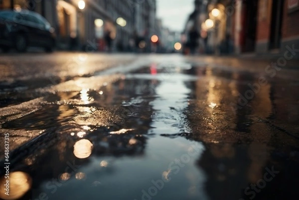 Fototapeta Urban Mirage: Photorealistic Blurred Cityscape from Ground Level
