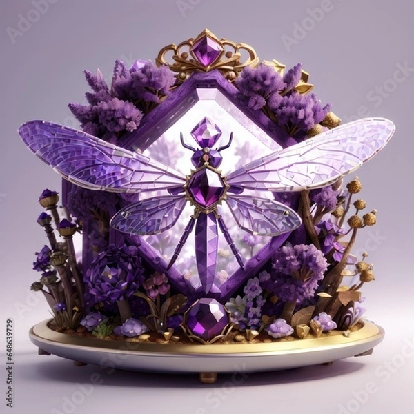 Obraz Purple Amethyst Crystal Diorama