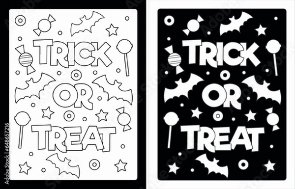 Obraz Coloring page for Halloween, vector illustration, Black and white pumpkin drawing, October event, Fun Activity, DIY Coloring, Halloween Artwork, poster, sticker