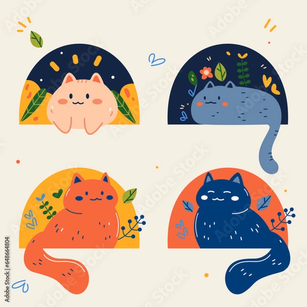 Obraz Cats Cute stickers