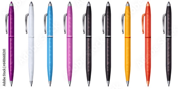 Fototapeta Set of pens isolated on transparent background