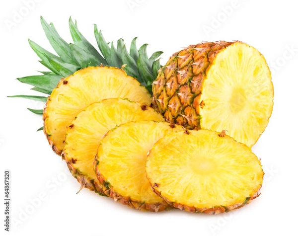 Obraz dojrzały ananas na białym