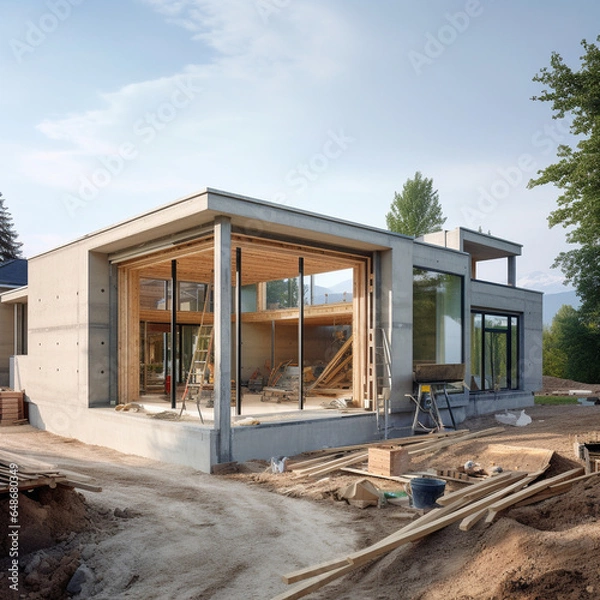 Obraz maison en cours de construction - IA Generative