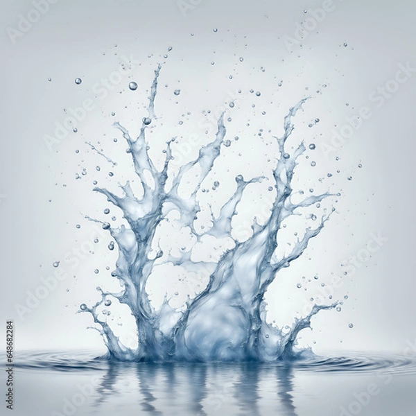 Fototapeta Water splash isolated on white, Background, AI Technology, 