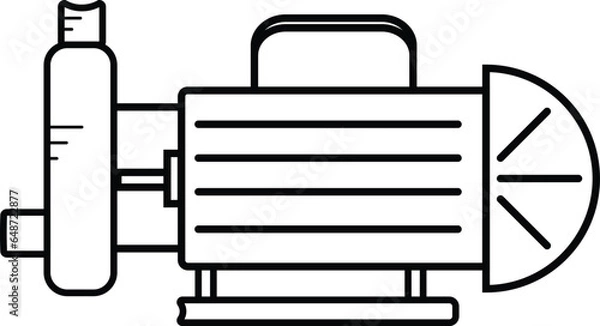 Fototapeta Centrifugal pump vector icon. Powered by electric motor. For control or distribution fluid in industrial, water supply infrastructure, wastewater treatment