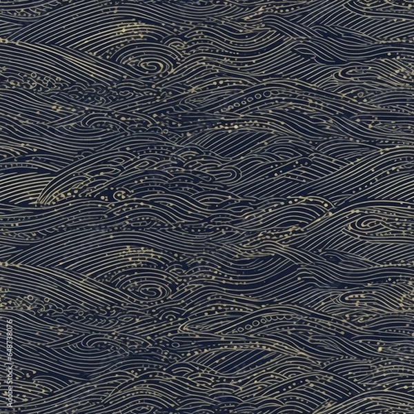 Obraz Indigo Stipple Ocean Current Seamless Pattern