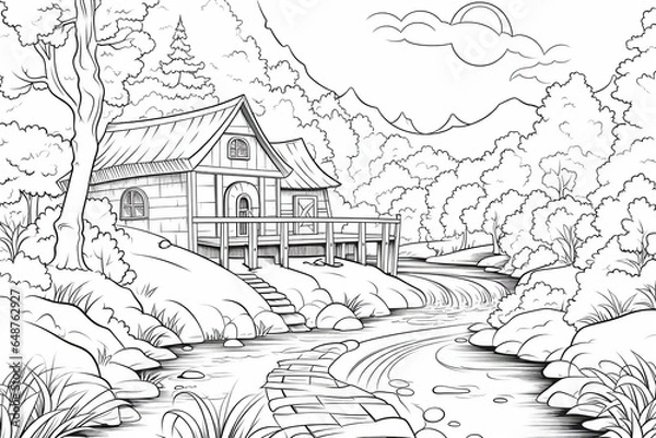 Fototapeta Coloring pages: Printable or digital illustrations designed for coloring with a variety of colors,Generated with AI