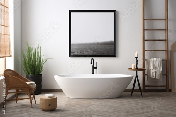 Obraz Modern Aesthetic Bathroom Interior Design Created with Generative AI