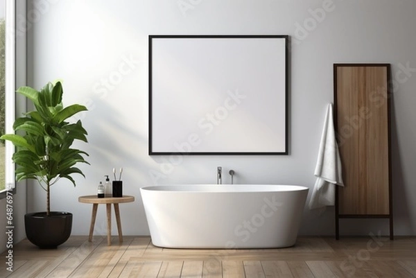 Fototapeta Modern Aesthetic Bathroom Interior Design Created with Generative AI