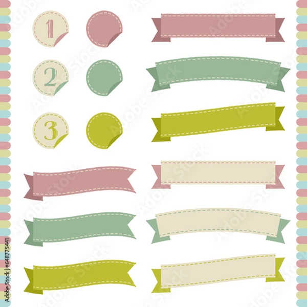 Obraz 大人ガーリーでシンプルなリボンとアイコンセット