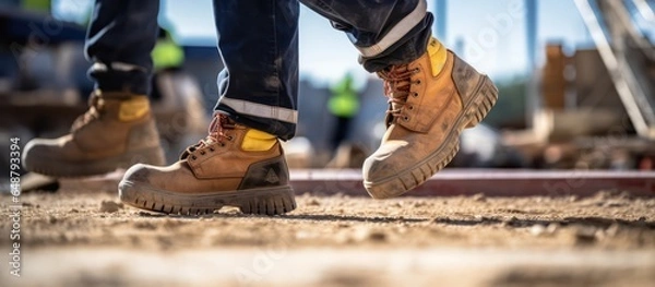 Obraz Boots safety worker at construction site