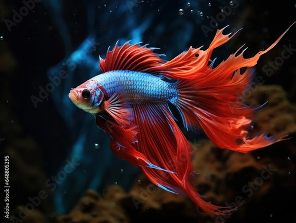 Fototapeta Betta Fish in its Natural Habitat, Wildlife Photography, Generative AI