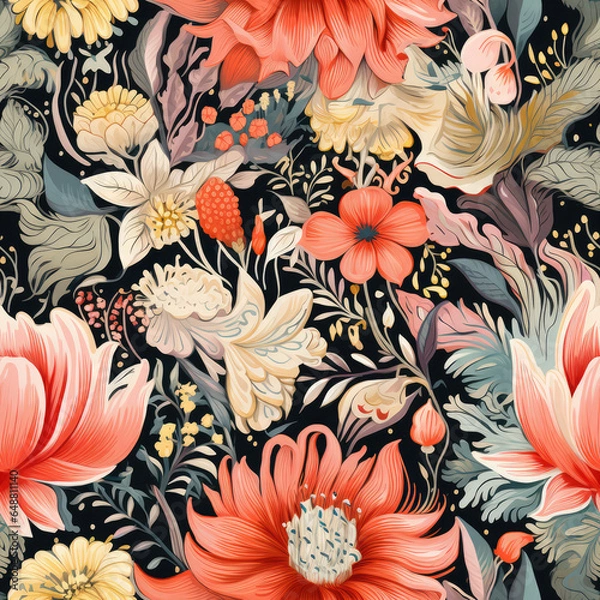Fototapeta seamless pattern with flowers