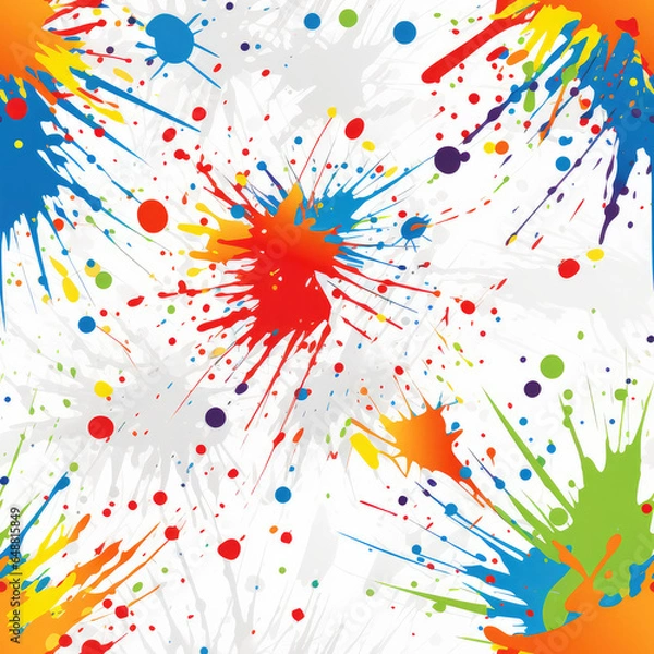 Obraz Colorful splashes on white background repeat pattern