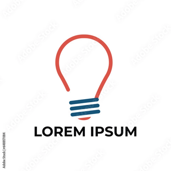 Fototapeta Lamp logo, creativity, idea, red and blue vector