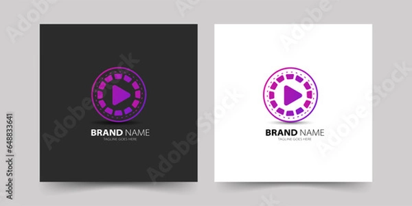 Fototapeta Play button logo gradient design concept modern logo style