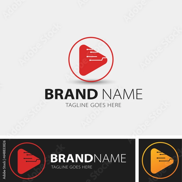 Fototapeta Play button logo gradient design concept modern logo style