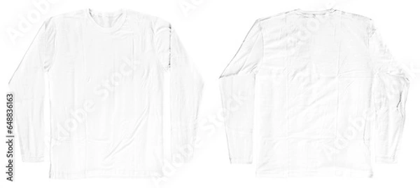 Fototapeta Blank White Long Sleeves T-Shirt Template Short Sleeves Front and Back Isolated