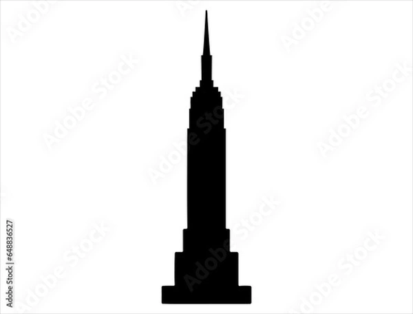 Obraz Empire state building silhouette vector art white background