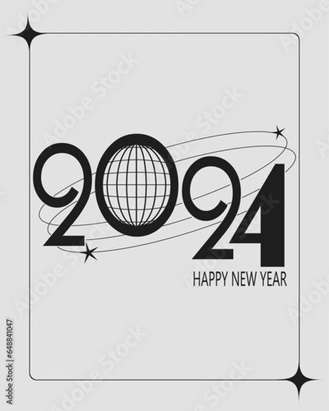 Obraz "Futuristic 2024 New Year Poster Design with Typography Logo. Minimalistic and trendy background for branding, banners, covers, cards. Ideal for a stylish and modern New Year celebration."