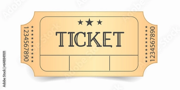 Obraz Mockup  of ticket in retro style. Old style coupon template. Vintage cinema or theater ticket. Retro concert ticket stub. Blank event ticket. 2023