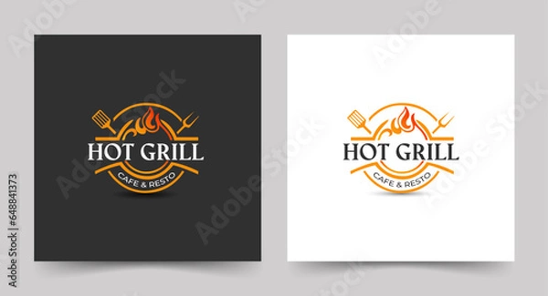 Fototapeta BBQ and grill emblem set. Barbecue labels, badges and design elements for restaurant menu