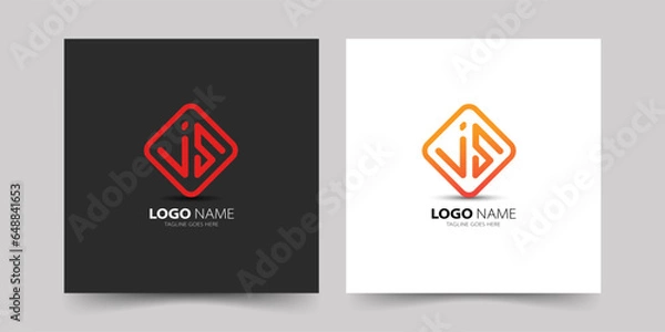 Fototapeta Abstract geometric initial letter monogram logo js or sj j and s minimal logo design template