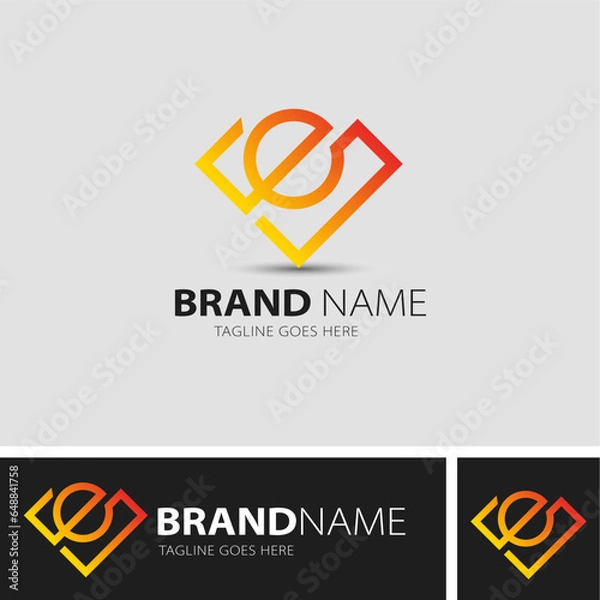 Fototapeta Initial E letter geometric colorful logo abstract