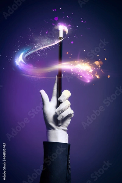 Obraz Wysoki kontrast obraz magik z magiczną różdżką