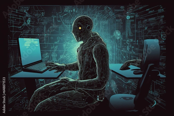Fototapeta a anime-style image of a human with a hacker persona | Generative Ai