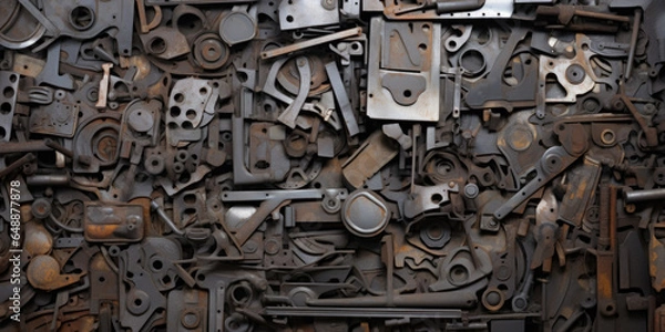 Fototapeta Texture Of Pile Of Pieces Of Rusty Scrap Metal For Background Created Using Artificial Intelligence