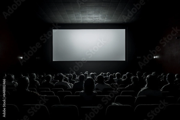 Fototapeta Generative AI technology illustration young student person watching cinema premiere movie have fun