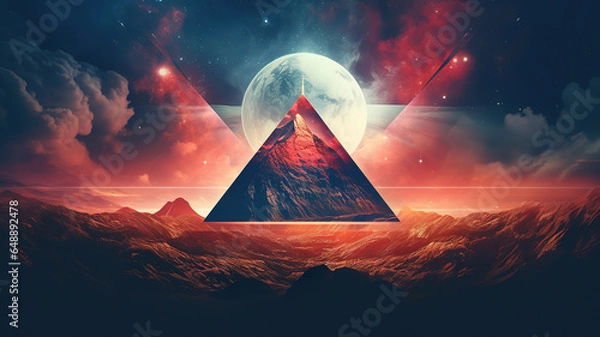 Fototapeta A picture of a mountain with a triangle in the middle. Generative Ai