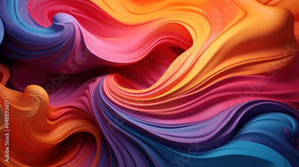 Fototapeta Futuristic poligonal background, textures with black, pink and orange. Generative Ai