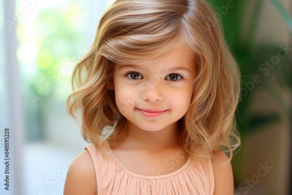 Fototapeta portrait of a little  girl. Generative Ai