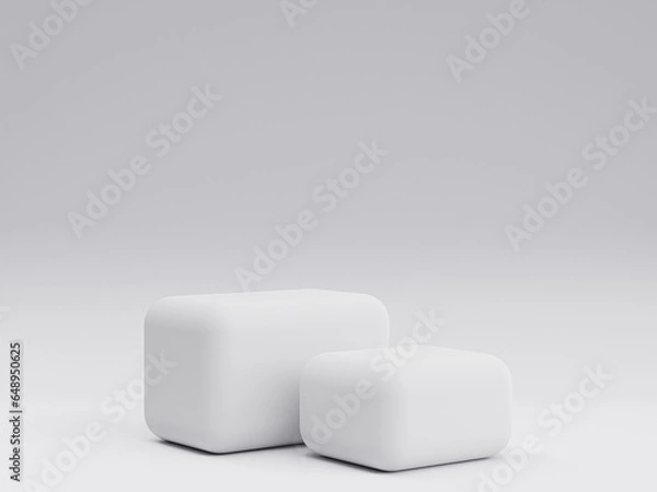 Fototapeta White Double Podium on Cute Boxy Shape for Clean and Sleek Product Presentation or Product Display 3d Rendered
