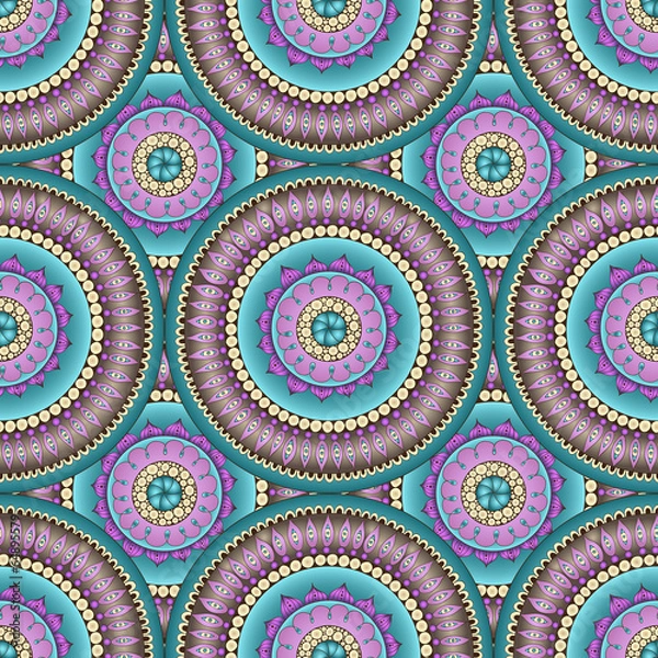 Fototapeta Seamless abstract doodle flower pattern in vector