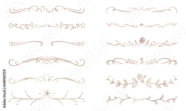 Obraz 柔らかでエレガント 自然を感じる飾り罫(ゆらぎゴールド)