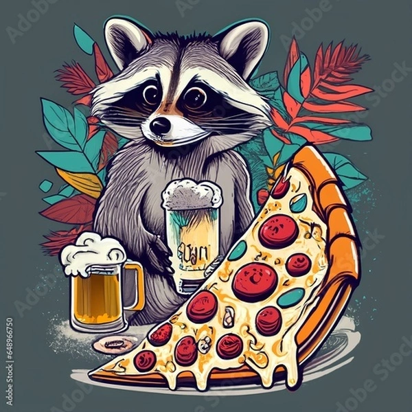 Obraz TOASTED RACCOON: Grungy Beer & Pizza Party