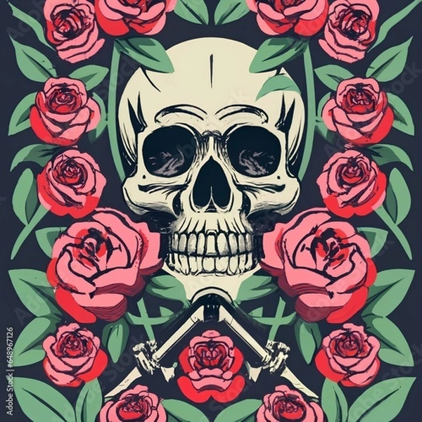Obraz Eternal Contrast: Skulls and Roses
