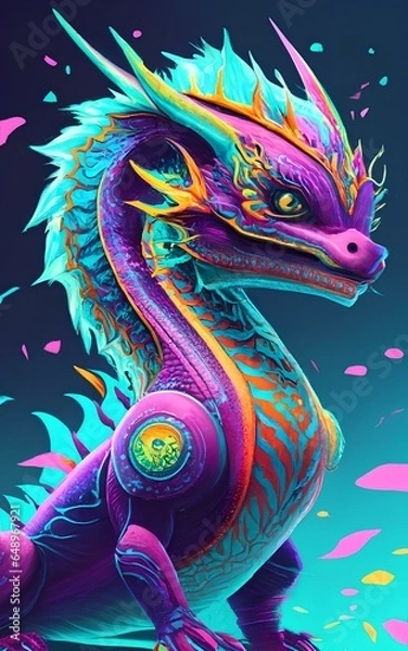 Obraz Vibrant Dragon: A 3D Render Adventure