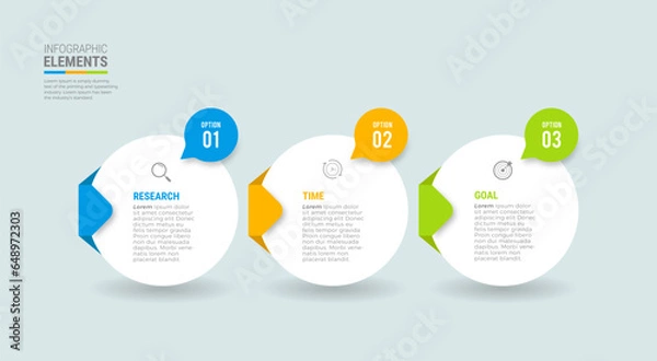 Fototapeta Business infographic bubble circle template design icons 3 options or steps