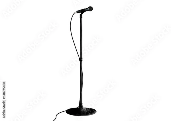 Fototapeta 黒いリアルなダイナミックマイクとスタンド