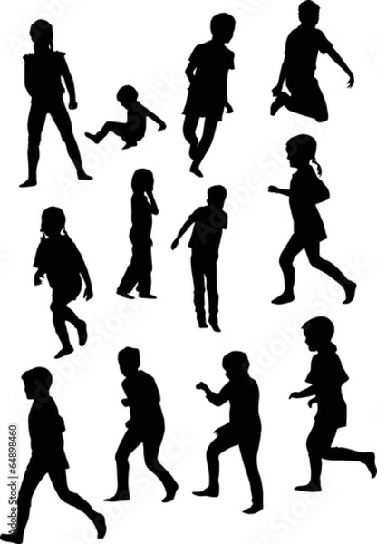 Fototapeta twelve child silhouettes collection isolated on white
