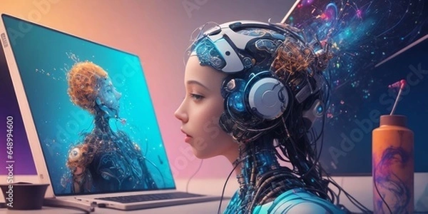 Obraz woman with computer