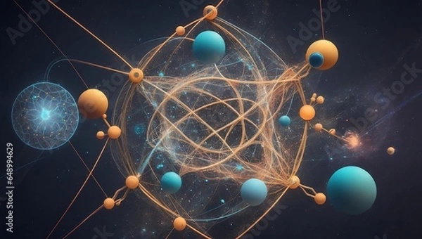 Fototapeta 3d render of atom