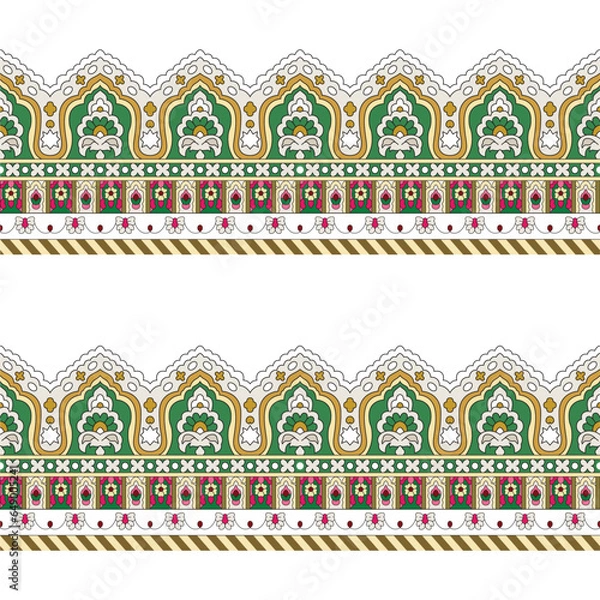 Obraz A minimalist white background with a vibrant green and yellow borders