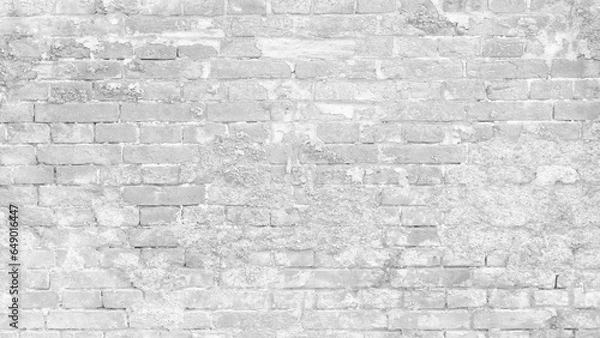 Fototapeta Abstract white brick wall texture for pattern background. wide panorama picture. with copy space design for web banner. White background.