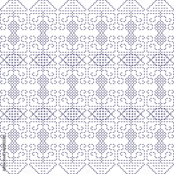 Obraz A beautiful blue and white cross stitch seamless border pattern